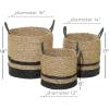 imageDeco 79 Seagrass Handmade Decorative and Functional Storage Basket TwoToned Brown Basket Organizer with Handles Set of 3 Basket for Storage 18quot 17quot 14quotH Black