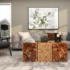 imageDeco 79 Teak Wood Handmade Side End Accent Table End Table with Mosaic Wood Chip Design Side Table 14quot x 14quot x 18quot Brown