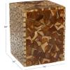 imageDeco 79 Teak Wood Handmade Side End Accent Table End Table with Mosaic Wood Chip Design Side Table 14quot x 14quot x 18quot Brown