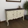 imageDeco 79 Wood 3 Drawers and 2 Doors Buffet with Brown Wood Top 48quot x 17quot x 33quot White