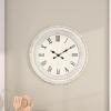 imageDeco 79 Wood Carved Beading Wall Clock 22quot x 1quot x 22quot WhiteWhite
