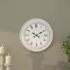 imageDeco 79 Wood Carved Beading Wall Clock 22quot x 1quot x 22quot WhiteWhite