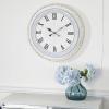 imageDeco 79 Wood Carved Beading Wall Clock 22quot x 1quot x 22quot WhiteWhite