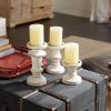 imageDeco 79 Wood Decorative Candle Holder Beaded Pillar Candle Stand Set of 3 Candlestick Holder 4quot 6quot 8quotH BrownBeige