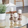 imageDeco 79 Wood Decorative Candle Holder Beaded Pillar Candle Stand Set of 3 Candlestick Holder 4quot 6quot 8quotH BrownBrown