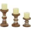 imageDeco 79 Wood Decorative Candle Holder Beaded Pillar Candle Stand Set of 3 Candlestick Holder 4quot 6quot 8quotH BrownBrown