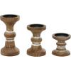 imageDeco 79 Wood Decorative Candle Holder Beaded Pillar Candle Stand Set of 3 Candlestick Holder 4quot 6quot 8quotH BrownBrown
