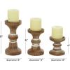 imageDeco 79 Wood Decorative Candle Holder Beaded Pillar Candle Stand Set of 3 Candlestick Holder 4quot 6quot 8quotH BrownBrown