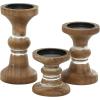 imageDeco 79 Wood Decorative Candle Holder Beaded Pillar Candle Stand Set of 3 Candlestick Holder 4quot 6quot 8quotH BrownBrown