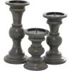 imageDeco 79 Wood Decorative Candle Holder Candle Stand Set of 3 Candlestick Holder 6quot 8quot 10quotH Light BlueDark Brown