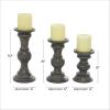 imageDeco 79 Wood Decorative Candle Holder Candle Stand Set of 3 Candlestick Holder 6quot 8quot 10quotH Light BlueDark Brown