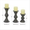 imageDeco 79 Wood Decorative Candle Holder Candle Stand Set of 3 Candlestick Holder 6quot 8quot 10quotH Light BlueDark Brown