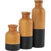 imageDeco 79 Wood Decorative Vase Centerpiece Vases with Black Bases Set of 3 Vases for Home Decoration 10quot 8quot 5quot H BrownBlack