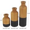 imageDeco 79 Wood Decorative Vase Centerpiece Vases with Black Bases Set of 3 Vases for Home Decoration 10quot 8quot 5quot H BrownBlack