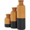 imageDeco 79 Wood Decorative Vase Centerpiece Vases with Black Bases Set of 3 Vases for Home Decoration 10quot 8quot 5quot H BrownBlack