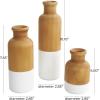 imageDeco 79 Wood Decorative Vase Centerpiece Vases with Black Bases Set of 3 Vases for Home Decoration 10quot 8quot 5quot H BrownWhite