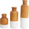 imageDeco 79 Wood Decorative Vase Centerpiece Vases with Black Bases Set of 3 Vases for Home Decoration 10quot 8quot 5quot H BrownWhite
