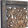 imageDeco 79 Wood Floral Handmade Home Wall Decor Intricately Carved Scroll Wall Sculpture Wall Art 24quot x 1quot x 51quot Brown12L x 1W