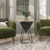 imageDeco 79 Wood Geometric Inverted Pyramid Accent Table with Black Metal Stand 14quot x 14quot x 24quot BlackBlack