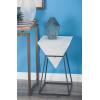 imageDeco 79 Wood Geometric Inverted Pyramid Accent Table with Black Metal Stand 14quot x 14quot x 24quot BlackWhite