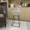 imageDeco 79 Wood Geometric Inverted Pyramid Accent Table with Black Metal Stand 14quot x 14quot x 24quot BlackWhite