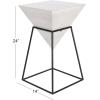 imageDeco 79 Wood Geometric Inverted Pyramid Accent Table with Black Metal Stand 14quot x 14quot x 24quot BlackWhite