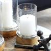 imageDeco 79 Wood Hurricane Lamp Pillar with Glass Candle Holders Set of 3 13 11 9quotH Brown