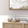 imageDeco 79 Wood Hurricane Lamp Pillar with Glass Candle Holders Set of 3 13 11 9quotH Brown