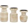 imageDeco 79 Wood Pillar Candle Holder with White Wash Finish Set of 3 14quot 11quot 8quotH BrownBrown