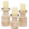 imageDeco 79 Wood Pillar Candle Holder with White Wash Finish Set of 3 14quot 11quot 8quotH BrownBrown