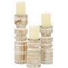 imageDeco 79 Wood Pillar Candle Holder with White Wash Finish Set of 3 14quot 11quot 8quotH BrownBrown
