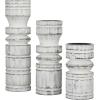 imageDeco 79 Wood Pillar Candle Holder with White Wash Finish Set of 3 14quot 11quot 8quotH BrownWhite