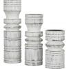 imageDeco 79 Wood Pillar Candle Holder with White Wash Finish Set of 3 14quot 11quot 8quotH BrownWhite