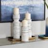 imageDeco 79 Wood Pillar Candle Holder with White Wash Finish Set of 3 14quot 11quot 8quotH BrownWhite