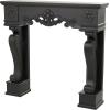 imageDeco 79 Wood Scroll Fireplace Mantle Freestanding with Floral Accents 45quot x 10quot x 43quot BlackBlack