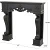 imageDeco 79 Wood Scroll Fireplace Mantle Freestanding with Floral Accents 45quot x 10quot x 43quot BlackBlack