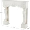 imageDeco 79 Wood Scroll Fireplace Mantle Freestanding with Floral Accents 45quot x 10quot x 43quot BlackWhite