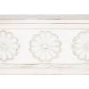imageDeco 79 Wooden Floral Room Wall Shelf Floating Shelf with Brown Distressing Display Shelf 60quot x 8quot x 9quot WhiteWhite