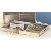 imageDeco 79 Wooden Handmade Cowhide Tray with Slot Handles Set of 2 24quot 20quotW Gray