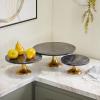 imageThe Novogratz Aluminum Cake Stand with Gold Base Set of 3 15quot 12quot 9quotW BlackBlack