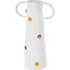 imageDeco 79 Ceramic Decorative Vase Textured Centerpiece Vase with Multicolor HalfMoon Accents Flower Vase for Home Decoration 8quot x 8quot x 16quot BlackWhite