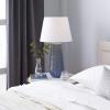 imageDeco 79 Ceramic Room Table Lamp Ribbed Accent Lamp with Drum Shade Lamp 15quot x 15quot x 28quot Blue