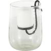 imageDeco 79 Glass Decorative Candle Holder Candle Stand with Black Metal Accents and Brown Speckles Candlestick Holder 7quot x 7quot x 8quot ClearClear