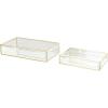 imageDeco 79 Glass Decorative Jewelry Box Jewelry Organizer with Gold Metal Frame and Gray Fabric Interior with Ring Slots Jewelry Holder 9quot x 6quot x 3quot Clear12  9