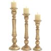 imageDeco 79 Mango Wood Decorative Candle Holder Candle Stand Set of 3 Candlestick Holder 21quot 18quot 15quotH Gold