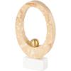 imageDeco 79 Marble Abstract Decorative Sculpture Oval Home Decor Statue with Gold Ball and White Base Accent Figurine 7quot x 3quot x 12quot CreamCream