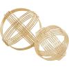 imageDeco 79 Metal Geometric Decorative Sculpture Layered Orb Home Decor Statues Set of 2 Accent Figurines 9quot 7quotW Gold