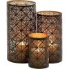 imageDeco 79 Metal Geometric Indoor Outdoor Candle Lantern Decorative Lantern Candle Holder Set of 3 Lantern 12quot 10quot 6quotH Dark Brown