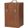imageDeco 79 Modern Leather Rectangle Wine Holder 9quot x 10quot x 16quot TanBrown