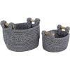imageDeco 79 Polyester Round Storage Basket with Handles Set of 2 13quot 11quotH GrayGray